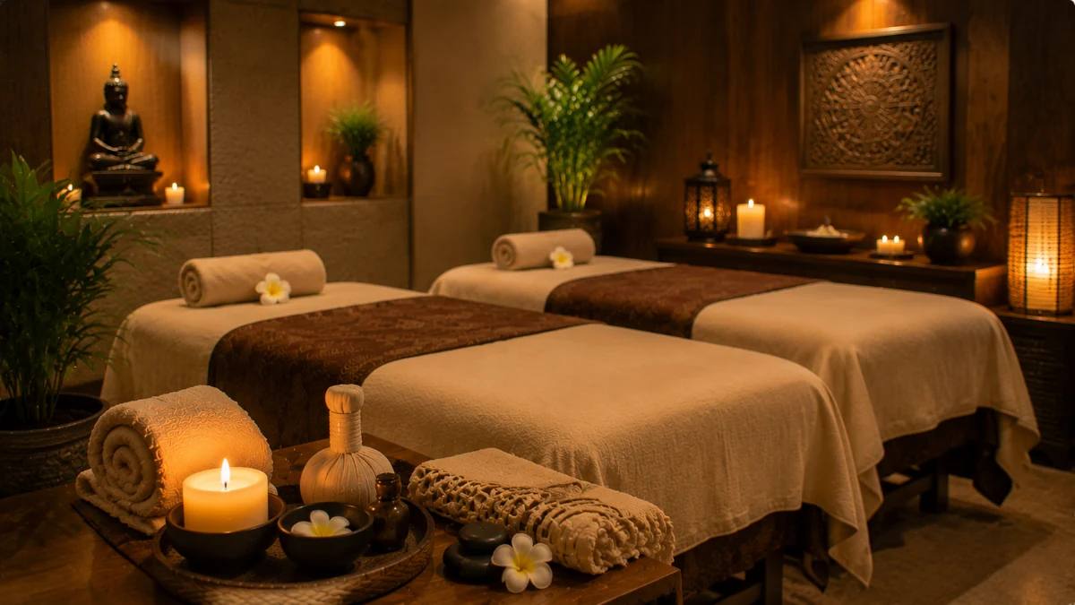 Full body massage treatment in Kathmandu spa with a relaxing wellness setup and professional therapist