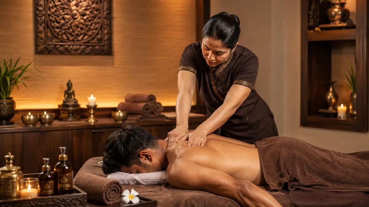 Deep tissue massage treatment in Thamel with a therapist providing back pain relief and muscle recovery